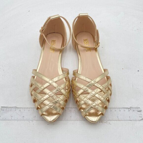MISS LEFT Women Fashion Peep Toe Flat Sandals with Ankle Strap Caged D'Orsay - Picture 2 of 7